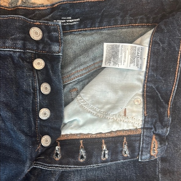 Old Navy 8 Women's High-Rise Dark Blue Slouchy aaaaaaa Straight Leg Jeans - Picture 5 of 8